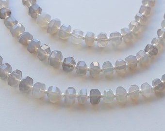 Perline sfaccettate a cubo di onice grigio / Perline con centro di pietra preziosa naturale per la creazione di gioielli / Da 6x8 a 2 x 5 mm / Da 9 a 10 pezzi