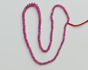 Filo di perline di rondelle lisce riempite di vetro rubino naturale da 16 pollici, perline di pietra preziosa naturale con foro centrale / da 3x5 a 2 x 5 mm / rubino per gioielli