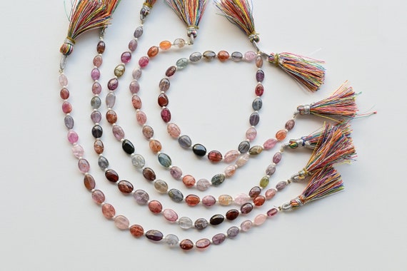 8 Inches Multi Spinel Smooth Oval Beads Natural Gemstone Beads | Gemstone Supplies | 10x8x4 to 7x6x3 MM | Spinel for Jewelry Making
