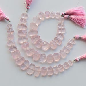 6.5 Inches Rose Quartz Tumble Faceted Natural Gemstone Beads | Quartz for Jewelry Making | Gemstone Supplies | 14x16x9 to 7x10x6 MM