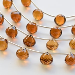 10 Pieces Cognac Quartz Onion Faceted Beads Natural Gemstone | 12x12 to 10x10 MM | Quartz for Jewelry Making