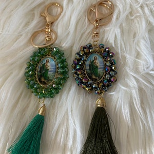 2 pack keychains. Our lady of Guadalupe and San Judas Tadeo key chain. San Judas
