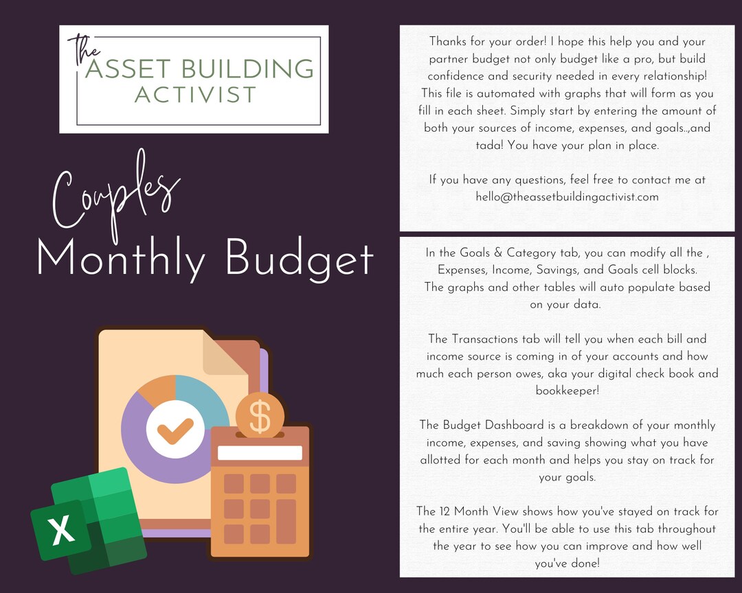 Budget Planner for COUPLES! Google Sheets Budget Spreadsheet, Monthly