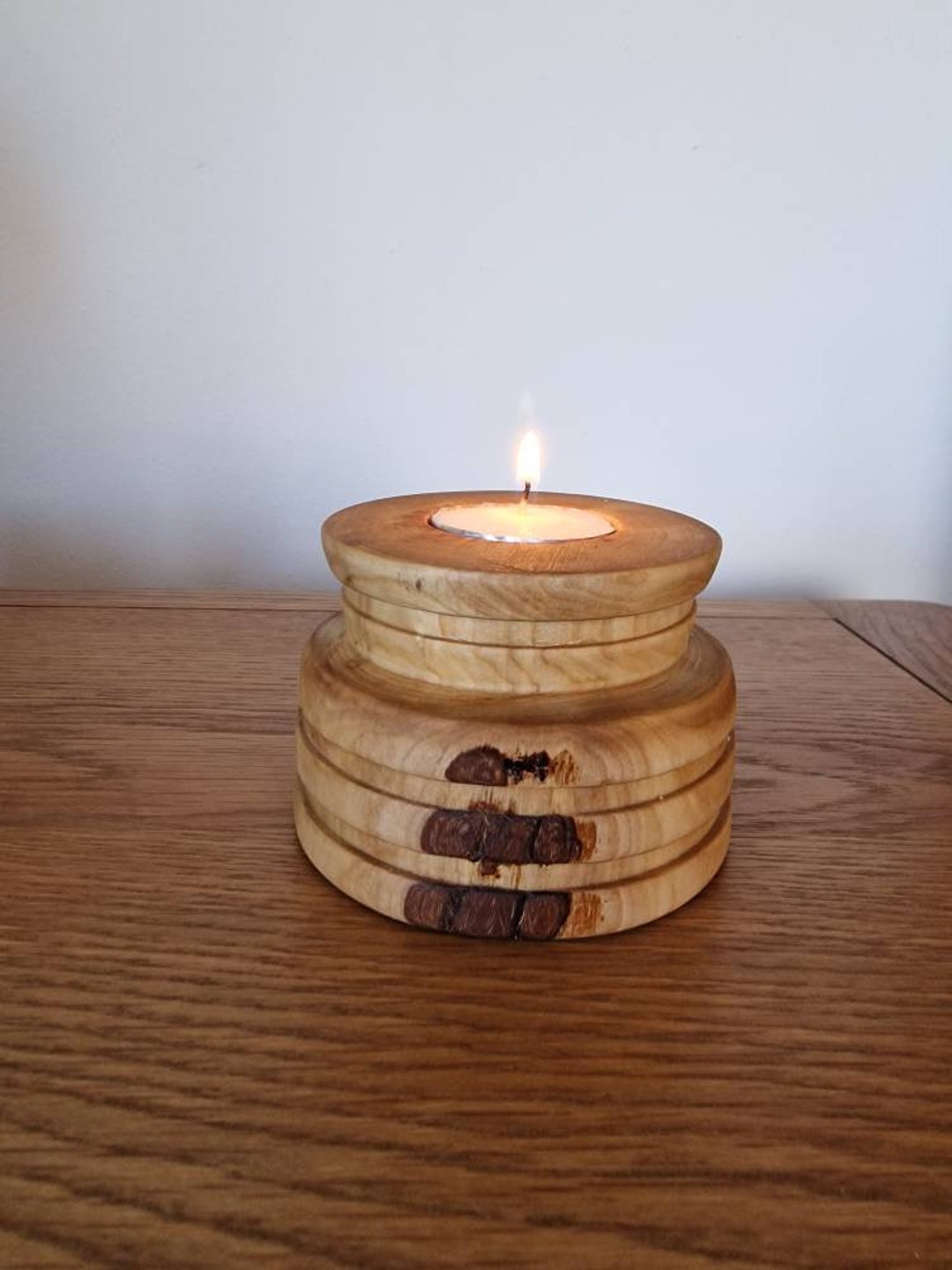 Uniquehand Turnedwooden Tea Light Holder Etsy UK