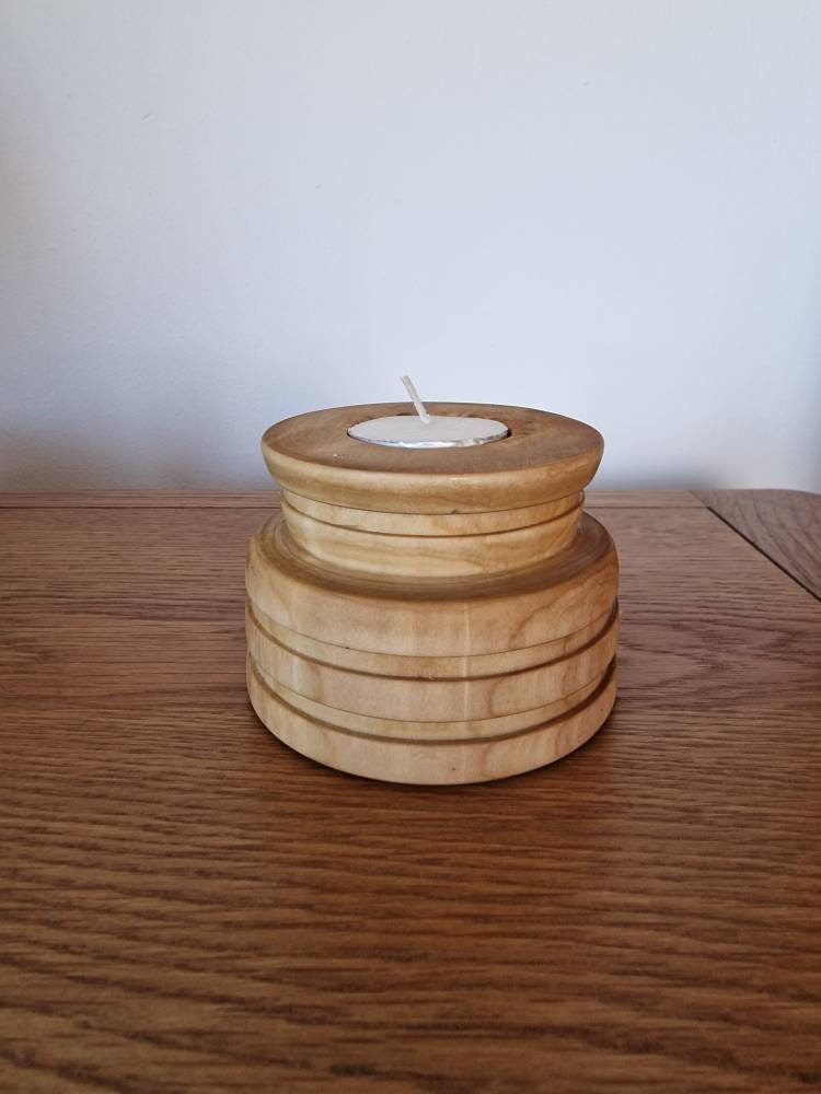 Uniquehand Turnedwooden Tea Light Holder Etsy UK