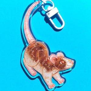 Llavero de acrílico epoxi con brillantina de rata / Lindos dijes de acrílico / Accesorios de acrílico transparente / Lindos llaveros de roedores
