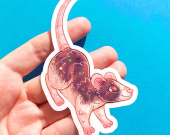 Rat Sparkly Holographic Vinyl Sticker