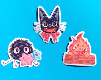 Pegatinas de vinilo holográficas brillantes de lindas criaturas de anime