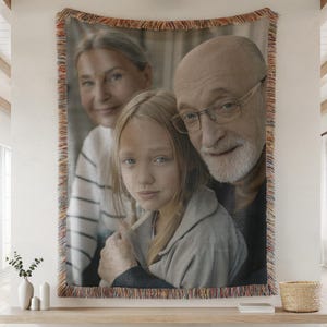 Custom Woven Blanket Personalized Photo Throw Personalized Gift for Grandma Made in the USA Gift for Mom Gift from Daughter Pet Lover Gift