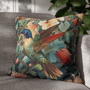 William Morris Pillow, Hummingbird William Morris Cushion Cover, Art Nouveau Pillow Case, Housewarming Gift, Ancient Decorative Pillowcase