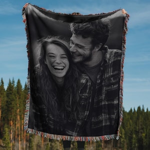 Custom Woven Blanket Personalized Photo Throw Personalized Anniversary Gift Made in the USA Gift for Mom Gift from Daughter Pet Lover Gift