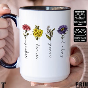 Custom Birth Month Birth Flower Mug, Plant Mom Mug, Mother&#39;s Day Gift, Custom Mom Mug, Mothers Day Mug, Plant Lover Gift, Grandma Garden Mug