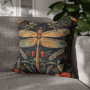 William Morris Dragonfly Art Pillow, William Morris Cushion Cover, Art Nouveau Pillow Case, Housewarming Gift Ancient Decorative Pillowcase