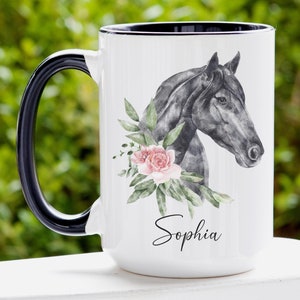 Horse Mug, Personalized Horse Coffee Cup, Custom Name Coffee Mug, Horse Gift for Women, Horse Lover Gift, Horse Coffee Mug,Personalized Gift