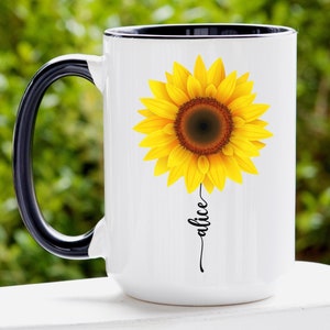 Sunflower Mug, Personalized Sunflower Gifts, Sunflower Coffee Mug, Sunflower Coffee Cup, Sunflower Gifts for Her, Sunflower Gifts for Women