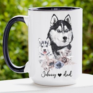Husky Mug, Personalized Husky Coffee Cup, Fathers Day Personalized Gifts, Husky Gift for Dad, Husky Lover Gift, Husky Coffee Mug, Custom Mug