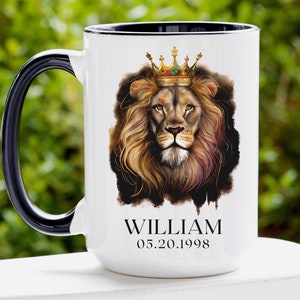 Lion Mug, Personalized Name Lion King Coffee Cup, Custom Name Mug, Birthday Gifts, Lion Lover Gifts, Fathers Day Gifts, Personalized Gifts