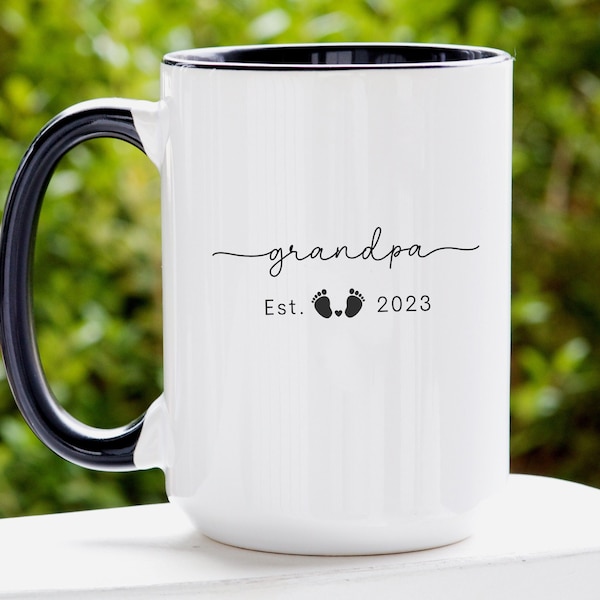 Promoted to Grandpa Mug Est 2023, Pregnancy Announcement Mug, New Grandpa Gift, New Baby Announcement, Custom Grandpa Mug, Grandma Est 2023