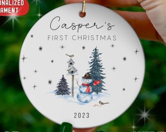 Snowman Baby First Christmas Ornament, Personalised Baby's 1st Christmas Ornament, Babys First Christmas Decoration, New Baby Christmas Gift