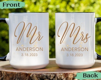 Personalized Mr and Mrs Coffee Mugs, Mr. Coffee Cup, Custom Engaged Mug, Custom Wedding Mug, Custom Couple Mug, Wedding Gift Engagement Gift