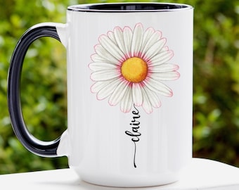 Daisy Mug, Personalized Daisy Gifts, Daisy Coffee Mug, Daisy Coffee Cup, Daisy Gifts for Her, Daisy Gifts for Women Mom, Wildflower Mug Gift