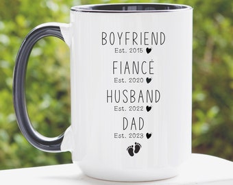 Our First Fathers Day Mug, First Time Dad Gift from Wife, Gifts for New Dad, Boyfriend Fiance Husband Dad Mug Personalized Pregnancy Reveal