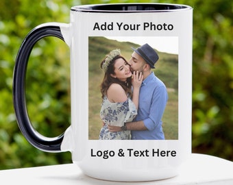 Personalized Mugs with Pictures and Text, Personalized Anniversary Photo Coffee Mug Gift, Custom Mug Birthday Gift for Mom, Custom Logo Mug