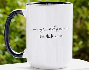 Promoted to Grandpa Mug Est 2023, Pregnancy Announcement Mug, New Grandpa Gift, New Baby Announcement, Custom Grandpa Mug, Grandma Est 2023