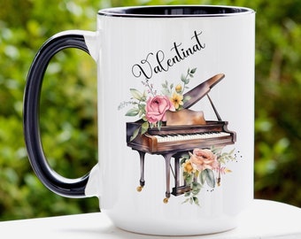 Piano Mug, Custom Name Piano Coffee Mug, Personalized Musician Mug, Piano Lover Gift, Music Teacher Mug, Band Student Gift, Pianist Gift Mug