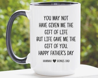 Bonus Dad Mug Personalized Stepdad Fathers Day Gift from Daughter Son Kids, Custom Father’s Day Gift with Names, Mug for Stepdad & Bonus Dad