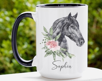 Horse Mug, Personalized Horse Coffee Cup, Custom Name Coffee Mug, Horse Gift for Women, Horse Lover Gift, Horse Coffee Mug,Personalized Gift