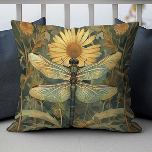 William Morris Dragonfly Art Pillow, William Morris Cushion Cover, Art Nouveau Pillow Case, Housewarming Gift Ancient Decorative Pillowcase