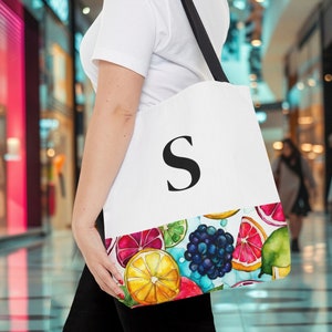 Custom Monogram Summer Polyester Beach Tote Bag, Personalized Initial Shopping Bag Custom Beach Bag Gift for Her A-Z Black Alphabet Tote Bag