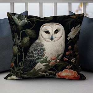 William Morris Owl Pillow, William Morris Inspired Cushion, Pillow Gifts for Women, Housewarming Gift, Stylish Home Accent, Owl Pillow Cover