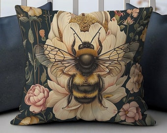 William Morris Bee Pillow, William Morris Bumblebee Cushion Cover, Art Nouveau Pillow Case, Vintage Cover, Ancient Decorative Pillowcase