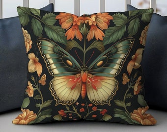 William Morris Pillow, William Morris Butterfly Floral Cushion Cover, Art Nouveau Pillow Case, Vintage Cover, Ancient Decorative Pillowcase