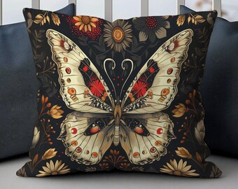 William Morris Butterfly Floral Pillow, William Morris Cushion Cover, Art Nouveau Pillow Case, Vintage Cover, Ancient Decorative Pillowcase