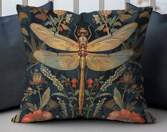 William Morris Dragonfly Art Pillow, William Morris Cushion Cover, Art Nouveau Pillow Case, Housewarming Gift Ancient Decorative Pillowcase