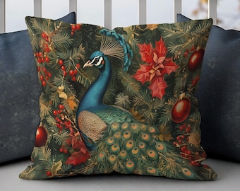 William Morris Christmas Peacock Pillow, William Morris Cushion Cover, Art Nouveau Pillowcase, Christmas Gifts Ancient Decorative Pillowcase