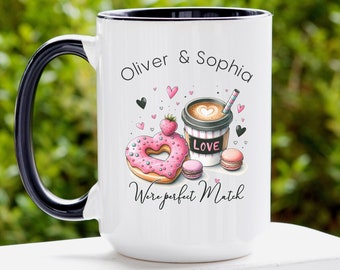 We are Perfect Match Couple Mug Personalized, Anniversary Gift for Couple and Lover, Funny Valentines Day Gift from Girlfriend, Wedding Gift