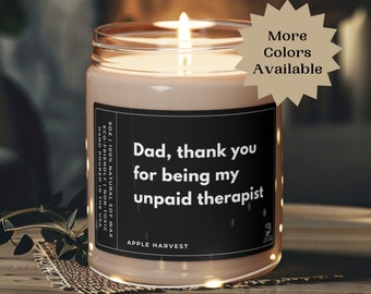 Thank You for Being my Unpaid Therapist Funny Candle Fathers Day Gift Candles Gifts for Dad Coworker Gift Funny Birthday Candle Gift for Him