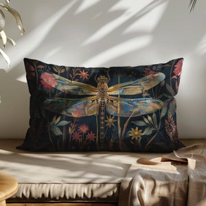 William Morris Spun Polyester Lumbar Pillow, William Morris Dragonfly Art Cushion, Art Nouveau Pillow Case, Ancient Decorative Pillow Cover