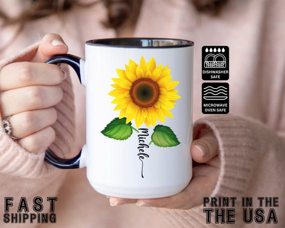 Sunflower Mug, Personalized Sunflower Gifts, Sunflower Coffee Mug, Sunflower Coffee Cup, Sunflower Gifts for Her, Sunflower Gifts for Women