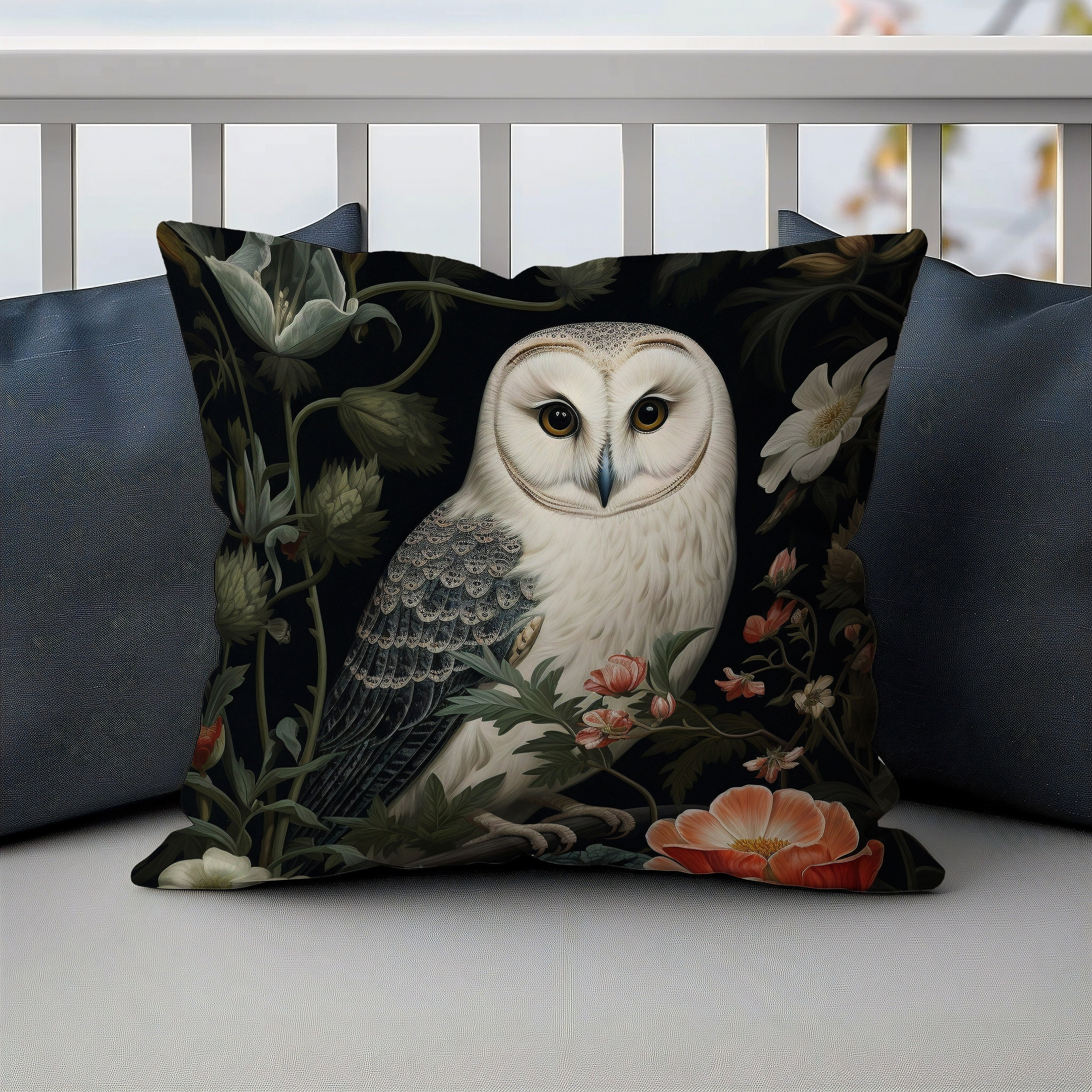 William Morris Owl Pillow, William Morris Inspired Cushion, Pillow Gifts for Women, Housewarming Gif