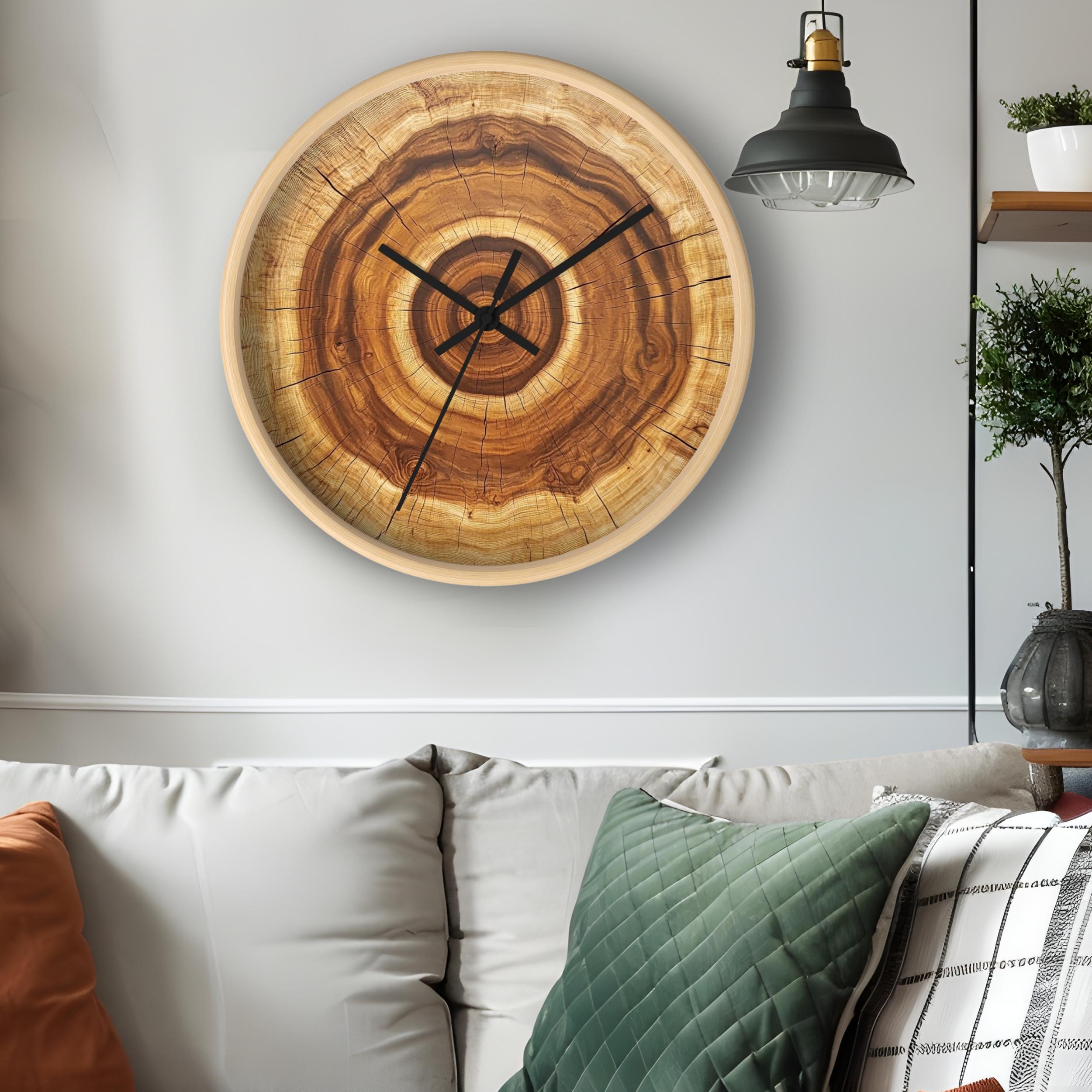 Tree Ring Wall Clock Boho Chic Wall Clock Natural Woodgrain Clock for ...
