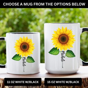 Sunflower Mug, Personalized Sunflower Gifts, Sunflower Coffee Mug, Sunflower Coffee Cup, Sunflower Gifts for Her, Sunflower Gifts for Women image 3