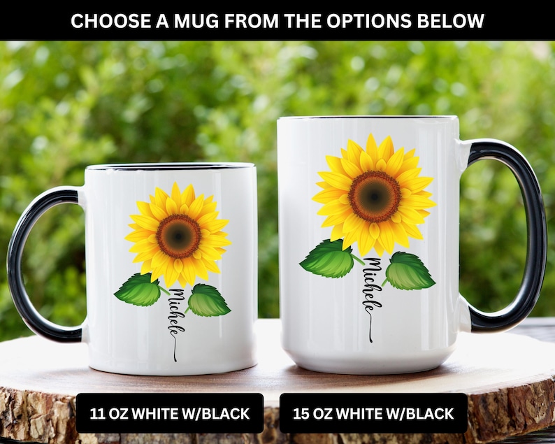 Sunflower Mug, Personalized Sunflower Gifts, Sunflower Coffee Mug, Sunflower Coffee Cup, Sunflower Gifts for Her, Sunflower Gifts for Women image 3