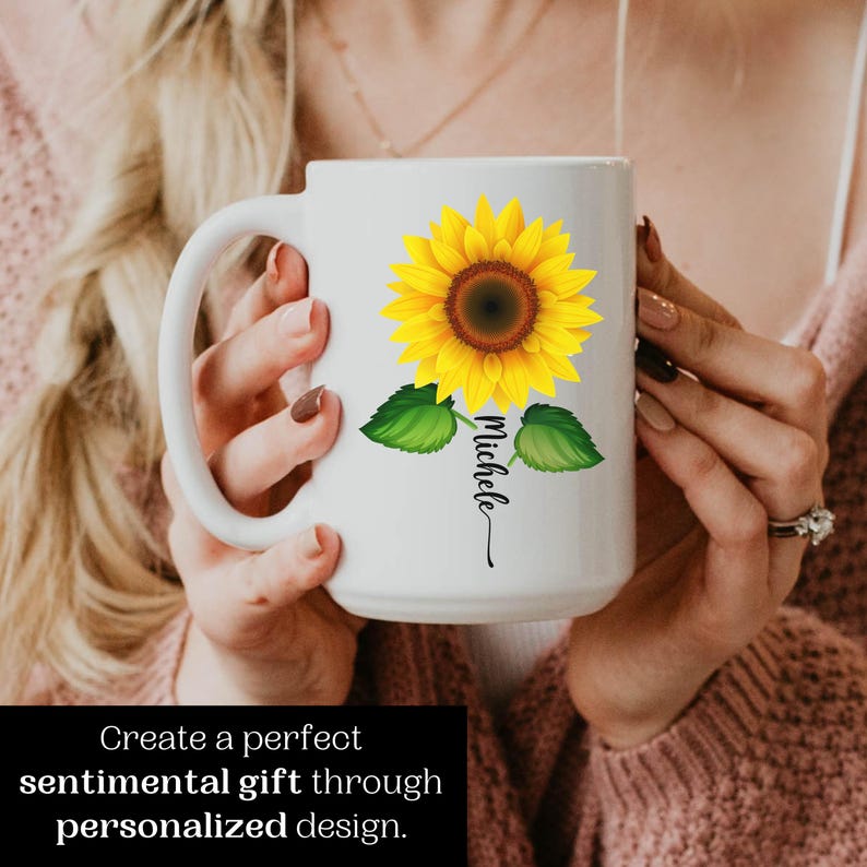 Sunflower Mug, Personalized Sunflower Gifts, Sunflower Coffee Mug, Sunflower Coffee Cup, Sunflower Gifts for Her, Sunflower Gifts for Women image 4
