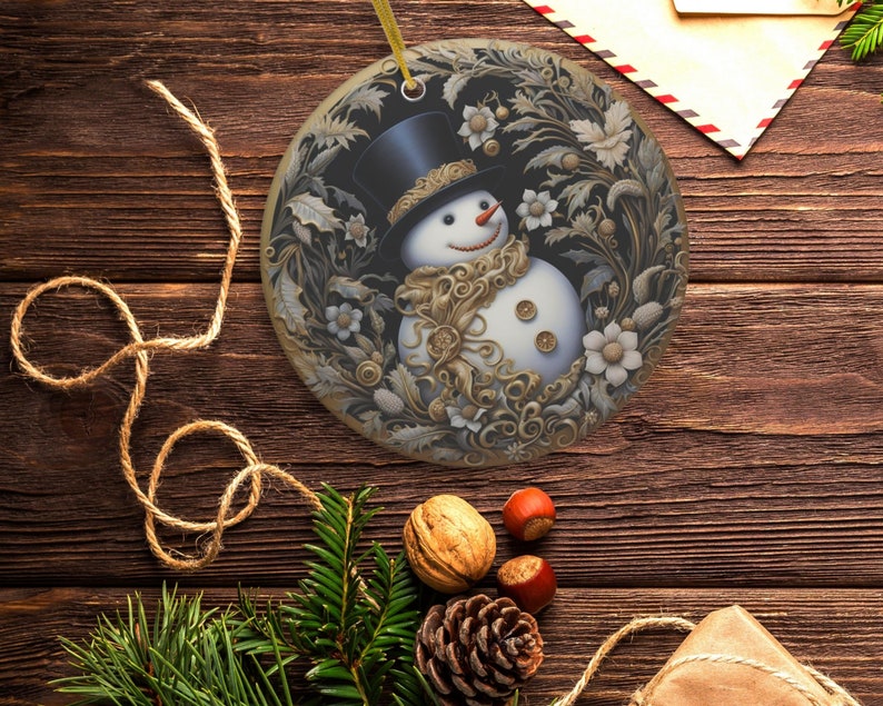 3D Gold Snowman Ornament, Christmas Snowman Ornament, Christmas ...