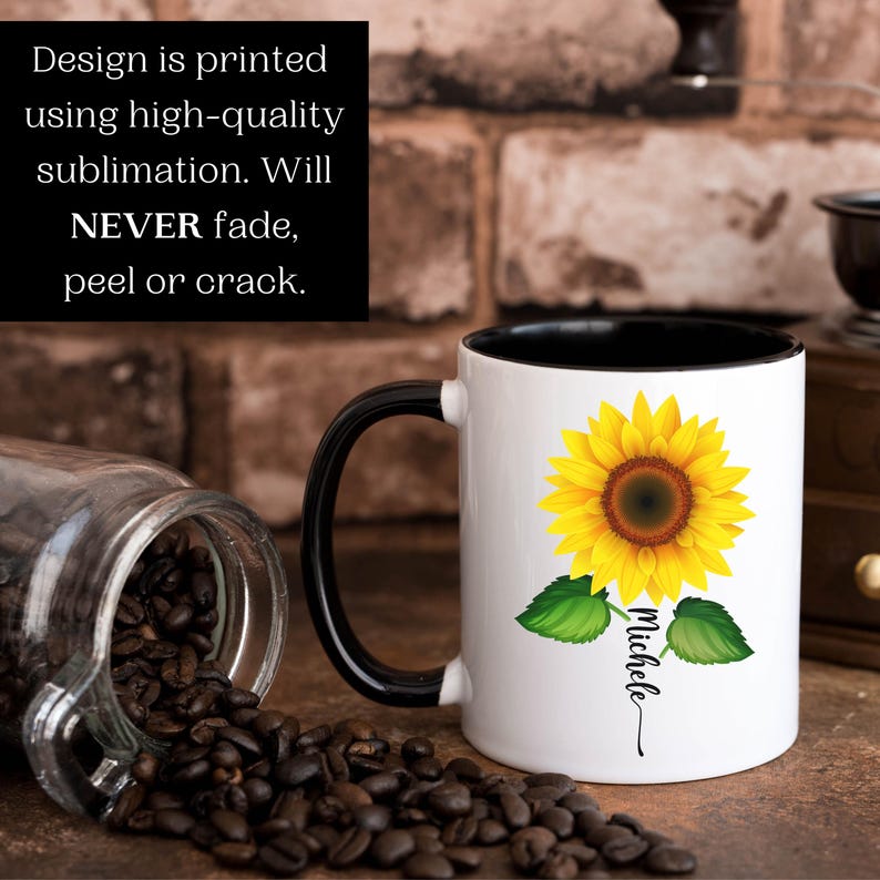 Sunflower Mug, Personalized Sunflower Gifts, Sunflower Coffee Mug, Sunflower Coffee Cup, Sunflower Gifts for Her, Sunflower Gifts for Women image 5